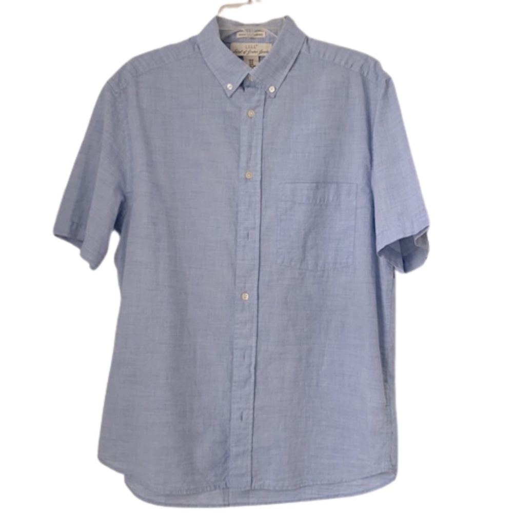 H&M Label Of Graded Goods LOGG Mens Size M Short Sleeve Blue Button Up Shirt